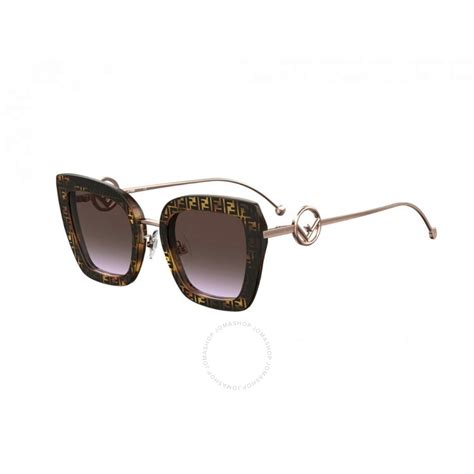 Fendi Brown Sh Violet Square Ladies Sunglasses FF 0408/S 